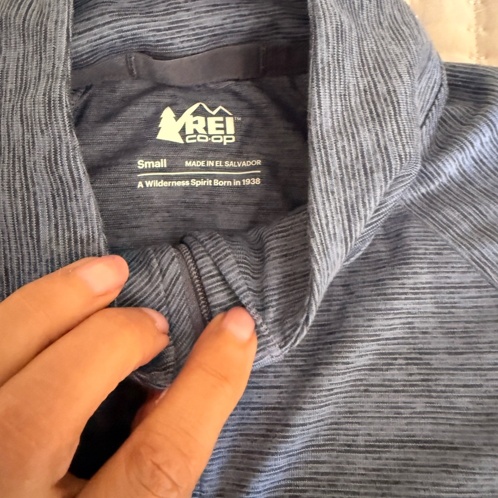 REI Blue Striped Quarter-Zip Pullover
